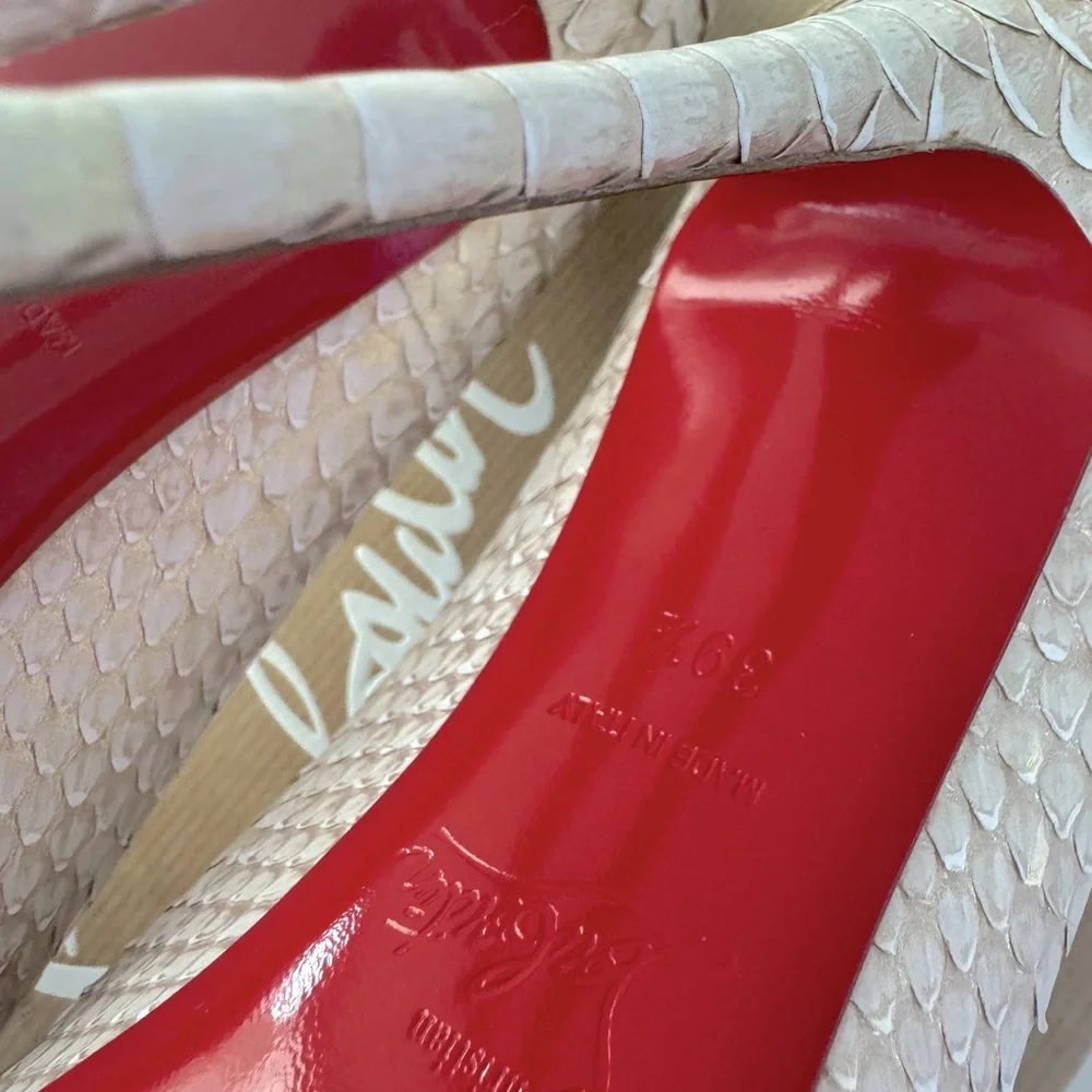 Christian Louboutin So Kate 120 Python Shell White Heels 39.5 - Picture 5 of 7